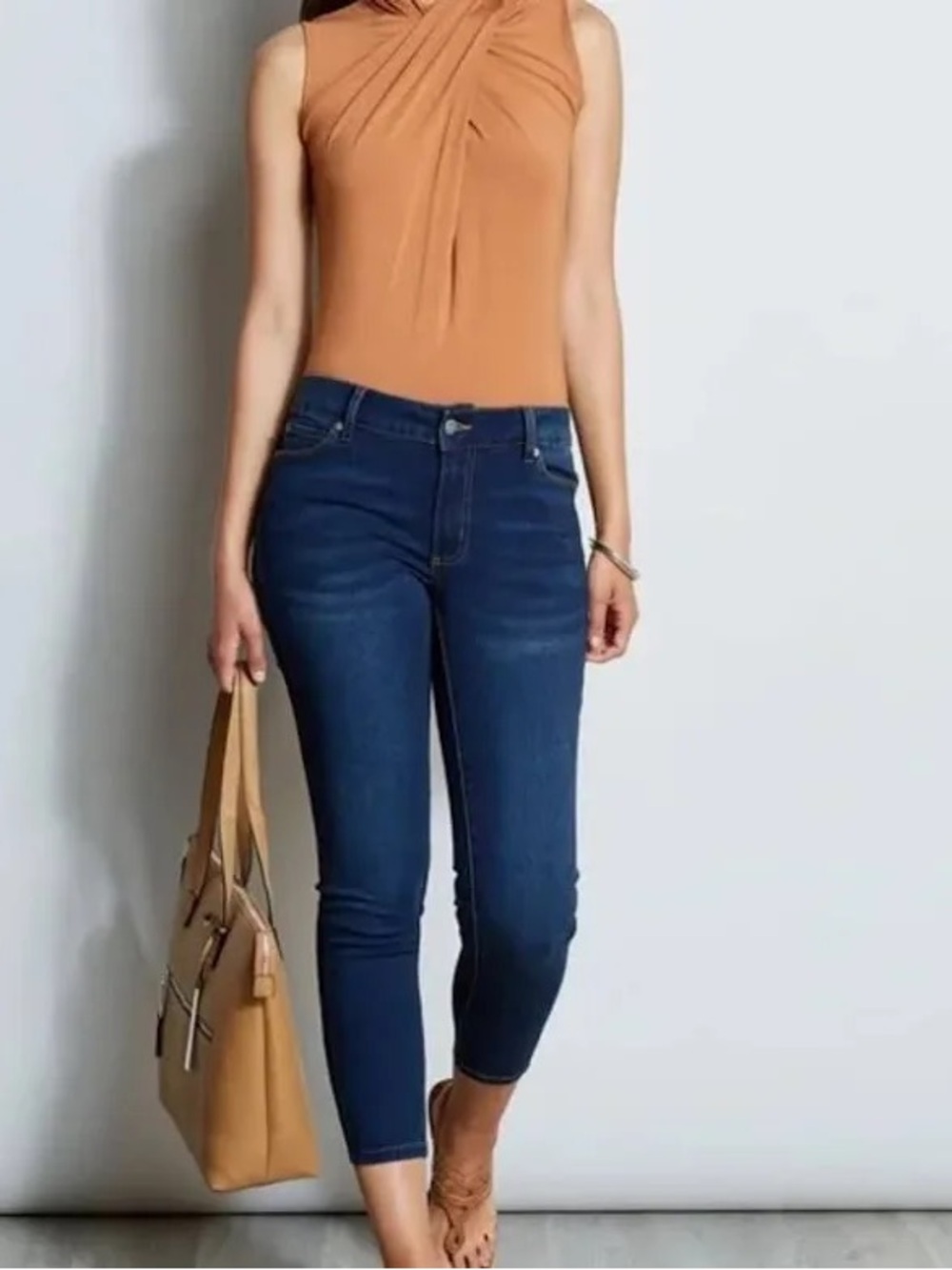 Dark Blue High-Rise Skinny Capri Jeans Tahari Sz 10